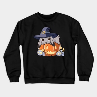 Grey Lop Bunny on a Pumpkin Crewneck Sweatshirt